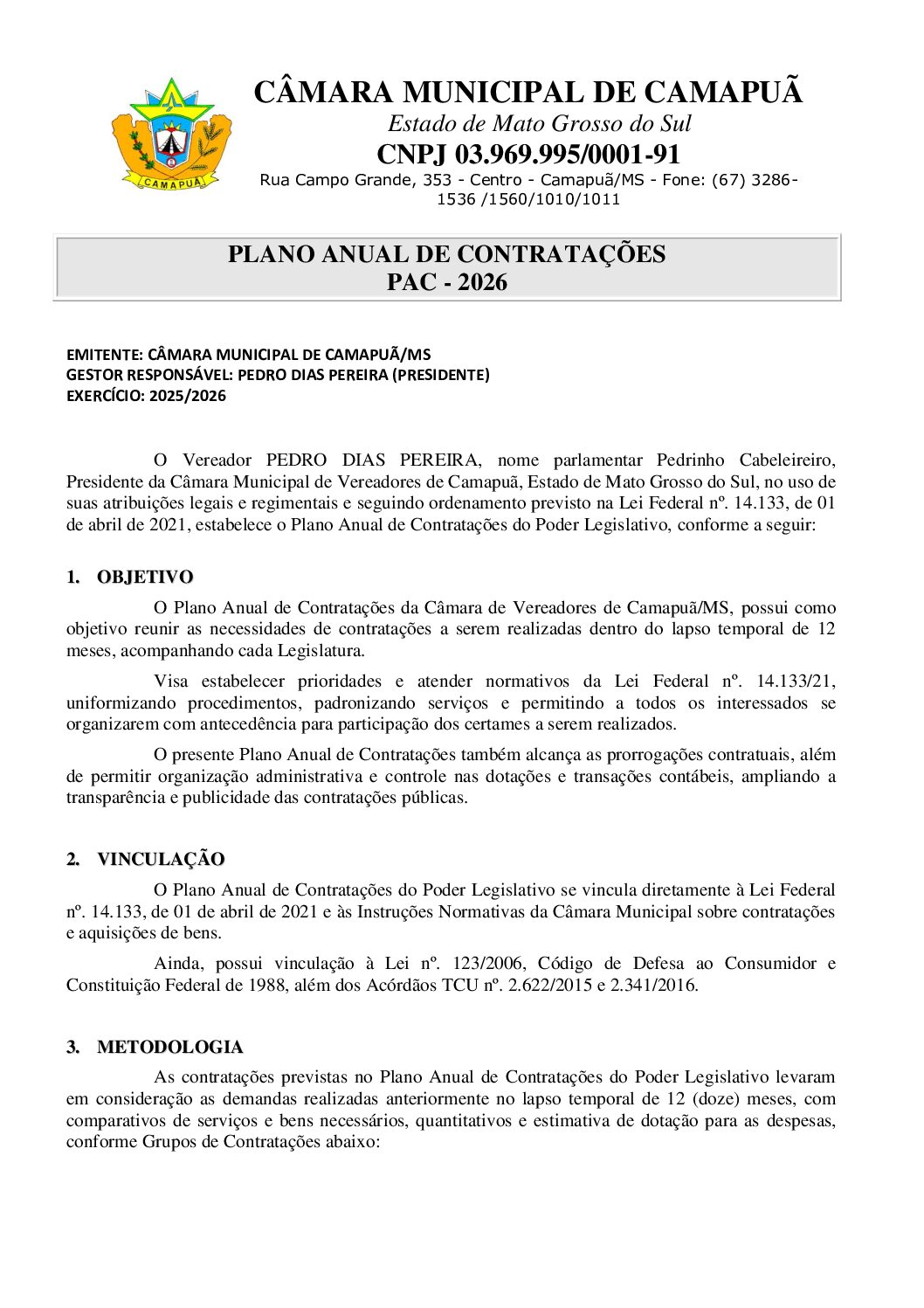 PLANO DE CONTRATAÇÃO ANUAL 2026